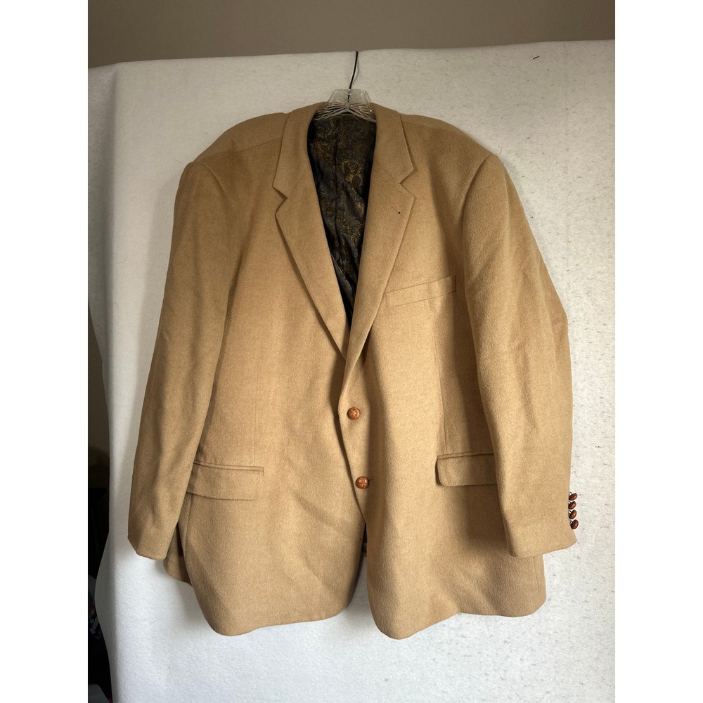 Turnbury Dillards Camel Hair Blazer Sport Coat Tan Two‎ Button Paisley Lining